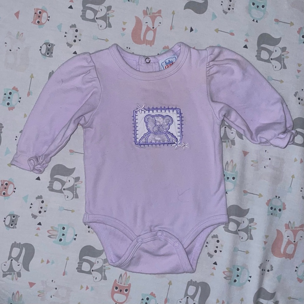 New! Baby Gund Lavender Long Sleeve Baby Onesie 3-6 month